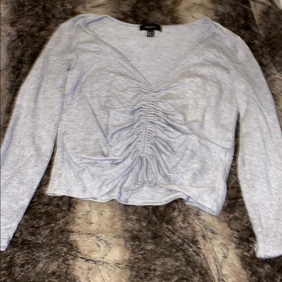 Forever 21 Tops - Forever 21 Grey Long Sleeve Cropped